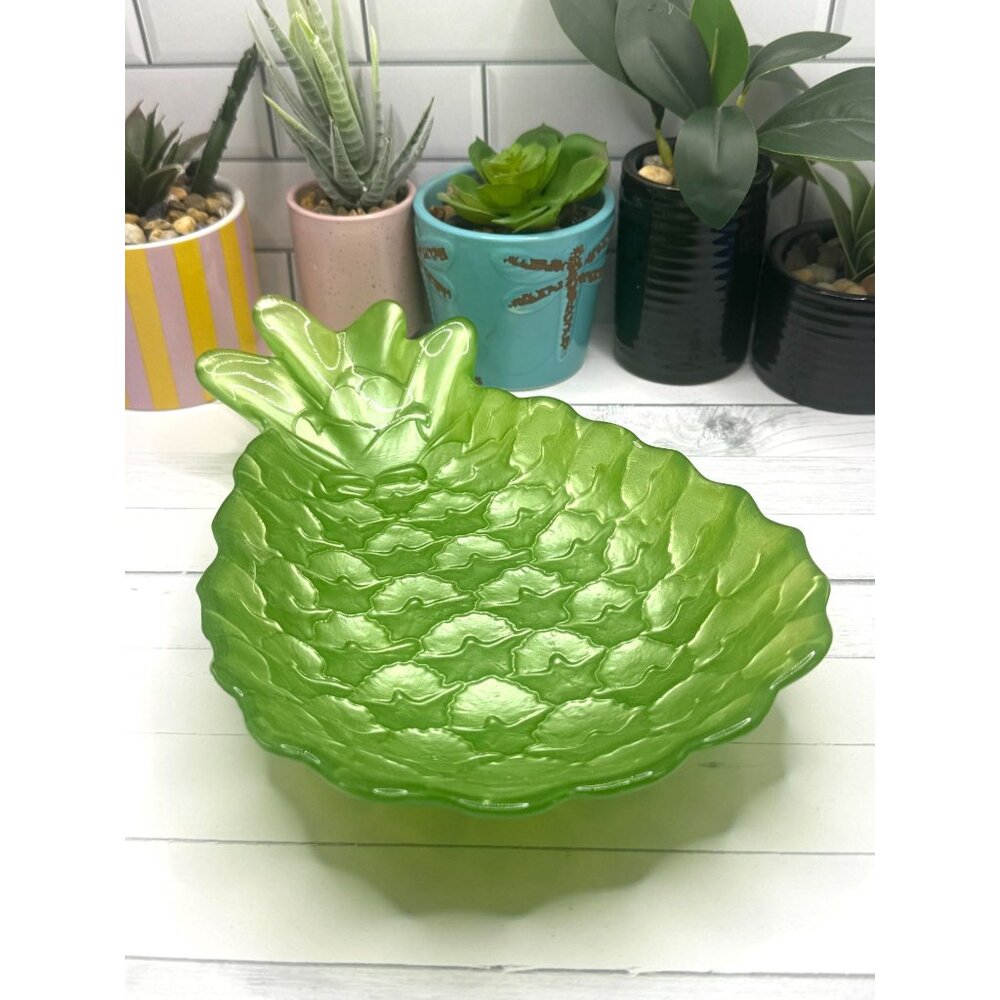 Amici Home Maui Pineapple Key Lime Green Glass Bowl Plate